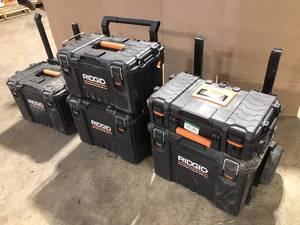lot 19 image: Mix lot of Ridgid Storage Boxes, lot of 4, Customer returns, Review all pictures