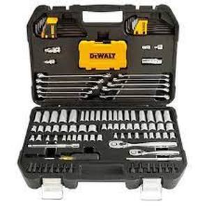 lot 32 image: DEWALT 14 in. x 38 in. Drive Polished Chrome Mechanics Tool Set (142-Piece), Open Box, Review all pictures