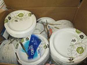 lot 179 image: box full of paper plates ...