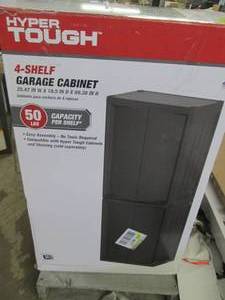 lot 304 image: hyper tough 4-shelf garage cabinet ...