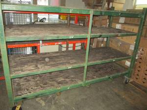 lot 456 image: 97x46 4 shelf green cart on wheels ...