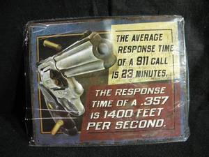 Metal Sign Average response time of 911....