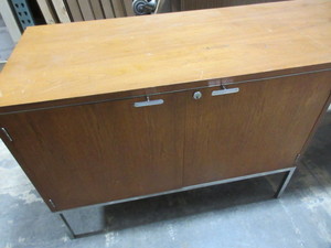 lot 137 image: VINTAGE DUNBAR, SOLID WALNUT, CREDENZA FROM DAYTONS DEPT STORE