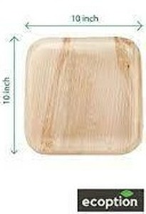 ecoption Palm Leaf Plates. Compostable Bamboo-Style. 10 Square 25pk. Disposable, Biodegradable Plates - Eco-Friendly - All-Natural, Super-Sturdy Areca Palm Leaf Plates