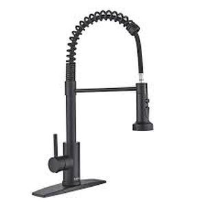 FORIOUS Single Handle Kitchen Faucet with Pull Down Function Sprayer Kitchen Sink Faucet with Deck Plate in Matte Black