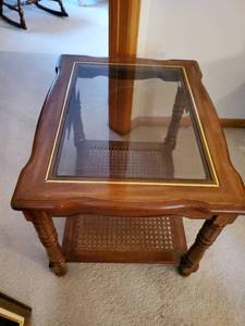lot 300 image: Glass Top End Table