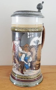 lot 1 image: Old Mettlach German Beer Stein