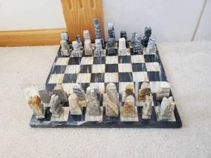 lot 65 image: Stone Chess Set