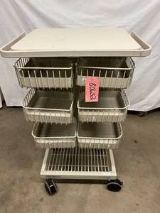 Oh My I Do Want This Heavy Duty Mobile Work Center Storage Unit Hill-Rom Hospital Emergency Critical Care Cart - Swing Out Organizational Baskets Great Condition