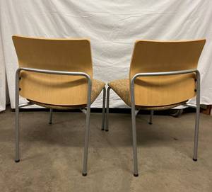 Fabulous Pair Steelcase Bentwood Back Upholstered Seat Waiting Room Guest Chairs - Excellent Condition