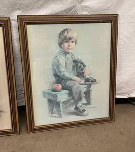 VINTAGE Edward Art Products Style No. 4271-4 Jennie and Jamie Prints - Good Condition