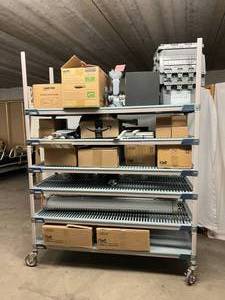 WOWOW MSRP $2600&nbspMetroMax i 6-Shelf Plastic Industrial Shelving Starter Unit with Solid Bottom Shelf - Excellent Condition - Contents Not Included - Approx. 48w x 18d x uprights 84h