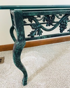 lot 50 image: Gorgeous Glass Top Table with Metal Base
