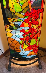lot 7 image: Gorgeous Double Sided Stained Glass Floor Lamp