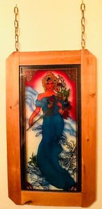 lot 3 image: Gorgeous Maiden Stained Glass Decorative Framed Wall Hanging  Decorative