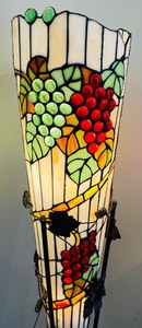 lot 14 image: Grape Motif Stained Glass Floor Lamp