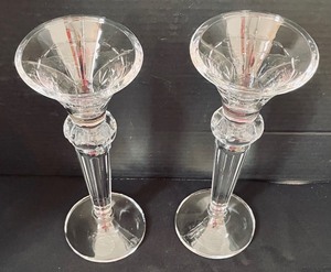 lot 58 image: Pair of Gorham Hand Cut Crystal Chantilly Collection Candle Holders