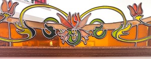 lot 13 image: Magnificent Stained Glass Accented Wall Mirror