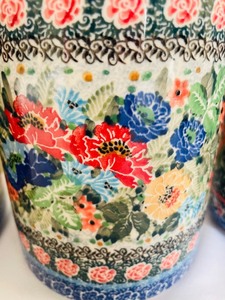lot 61 image: Trio of Unikat Polish Pottery Canisters
