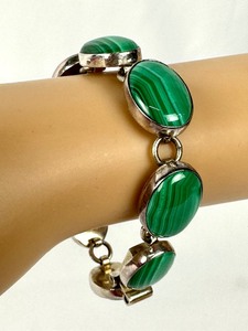 lot 252 image: Sterling and Malachite Bracelet