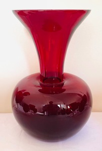lot 99 image: Ruby Red Vase and Stemmed Glassware