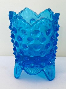 lot 176 image: Vintage Fenton Toothpick Holder and Aqua Blue Juice Pitcher
