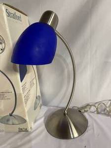 lot 386 image: Stratford Collection Touch 3 Level Table Lamp With Cobalt Blue Glass Shade