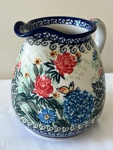 lot 48 image: Unikat Polish Pottery Pitcher - Polish Pottery Gifts from my Garden 2008 Special Edition Pitcher