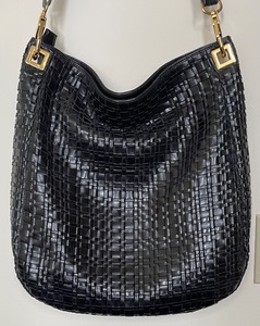 lot 319 image: Stunning Black Woven Handbag by Bloomingdales