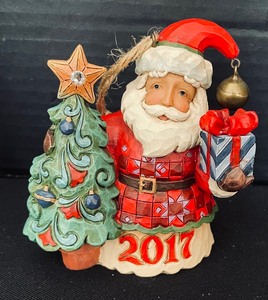 lot 436 image: Jim Shore Heartwood Creek 2017 and 2021 Santa Ornaments with Tags and Original Boxes