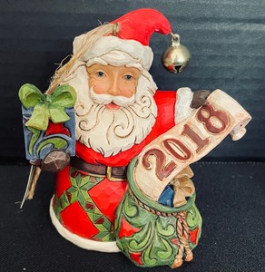 lot 438 image: Jim Shore 2018 Santa and Santa with Birds Ornaments with Tags and Original Boxes