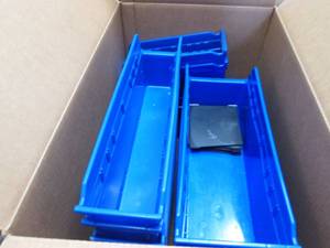 Box of Assorted Blue Organizing Bin...