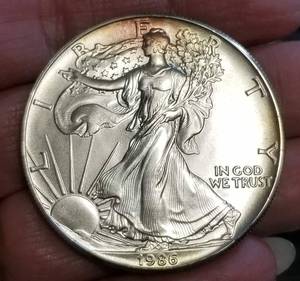 2 TROY OZ .999 FINE SILVER 1986 SILVER EAGLE & 1 OZ PEACE DESIGN
