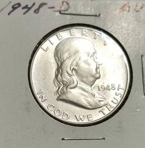 4 FRANKLIN HALF DOLLARS 1948-D 1963-D 1963 1963-D