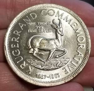 1 TROY OZ .999 FINE SILVER KRUGERRAND