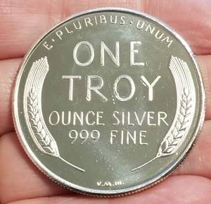 1 TROY OZ .999 FINE SILVER US WHEAT CENT DESIGN
