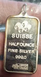 GROUP OF 2 SILVER PENDANTS � OZ SUISSE & 5 gram JM both .999 FINE SILVER