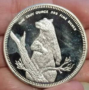 1 TROY OZ .999 FINE SILVER DAVY CROCKETT ROUND
