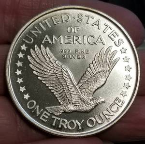 1 TROY OZ .999 FINE SILVER STANDING LIBERTY DESIGN