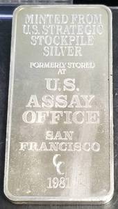 10 TROY OZ .999 FINE SILVER BAR  US ASSAY OFFICE STRATEGIC STOCKPILE