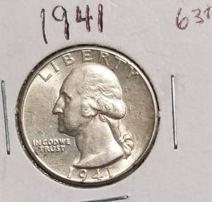 3 WASHINGTON QUARTERS 1941 1942-D 1943