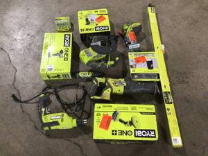 Mix lot of Ryobi Tools, Saws, Paint tools, Review all pictures