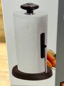 lot 46 image: OGGI Paper Towel Holder, 13.5 H, Black, Stainless Steel