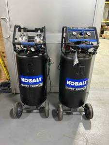 lot 97 image: KOBALT Lot of 2- 26 Gallon Quiet Tech Air Compressors