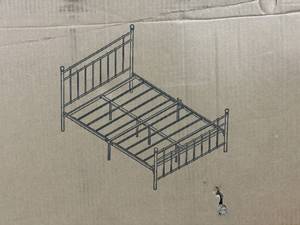 lot 119 image: Metal Queen Bed Frame- 637G-BK