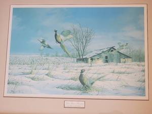 lot 69B image: Stone Barn-Pheasants print by David A. Maass