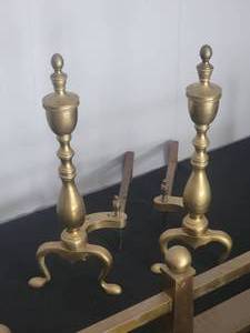 lot 30 image: Brushed Brass Fireplace Irons