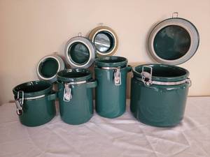lot 80 image: Stoneware Kitchne Cannister Set