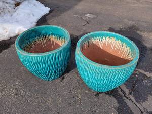 lot 49 image: Large 16 Aqua Blue Planters
