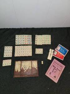 lot 29 image: Vintage Mahjong Bone Tiles & Rosewood Case